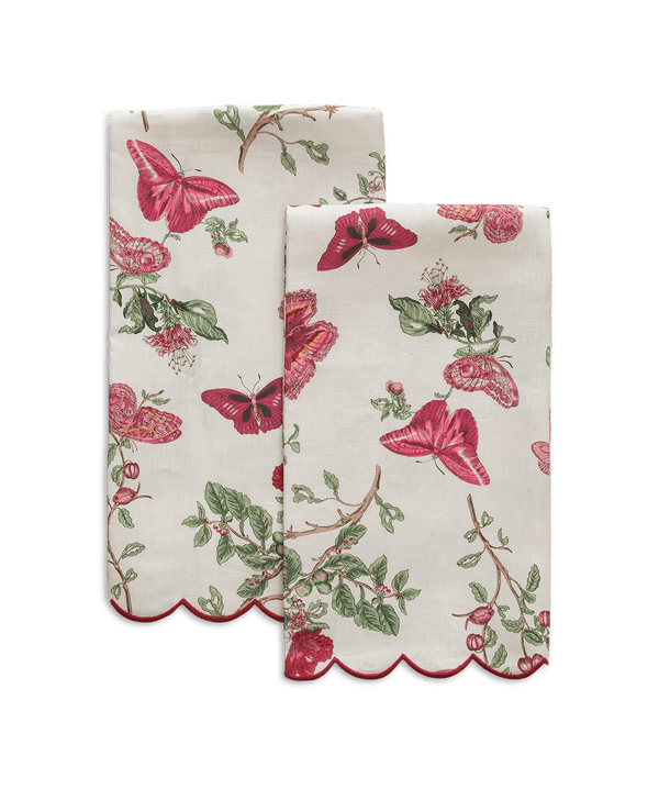 Photo of the Baudin Butterfly | Printed Linen Guest Towel Set ensemble.
