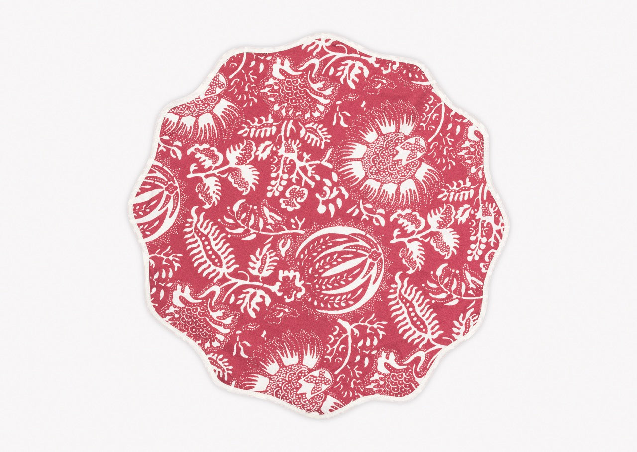 Matouk Granada Round Placemat Scarlet Color