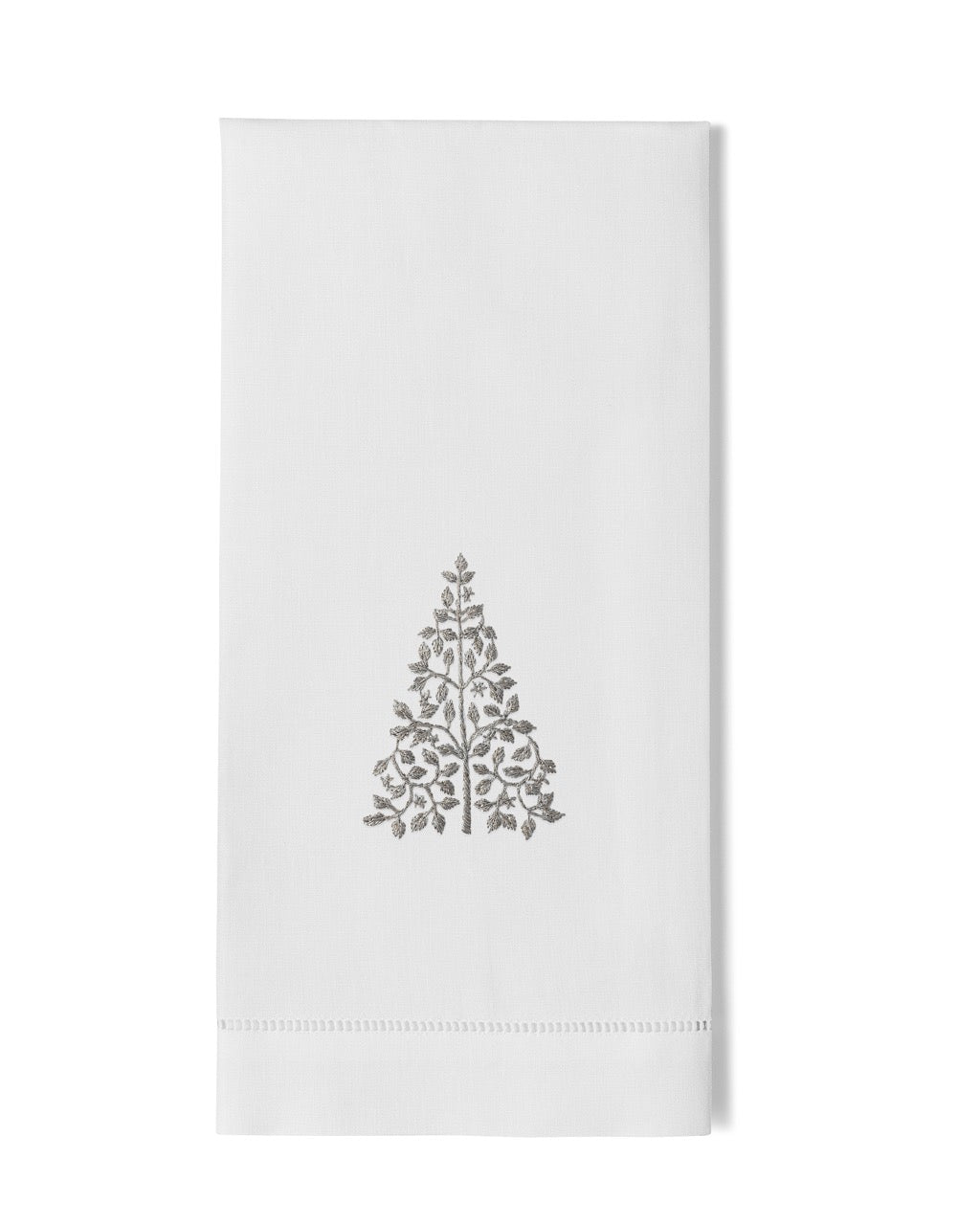 Mod Tree Silver Embroidered Linens