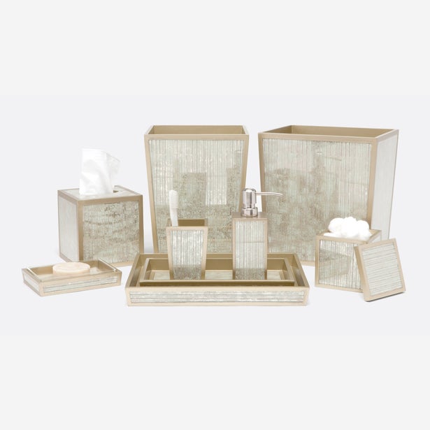 Waterford Bath collection in champagne, mosaic mirror finish with coordinating accessories set.