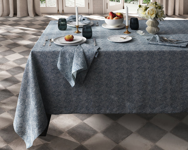 Photo of the Duma Diamond Table Linens ensemble.