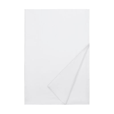 Antique Linen white flat sheet, folded corner detail showing soft cotton fabric.