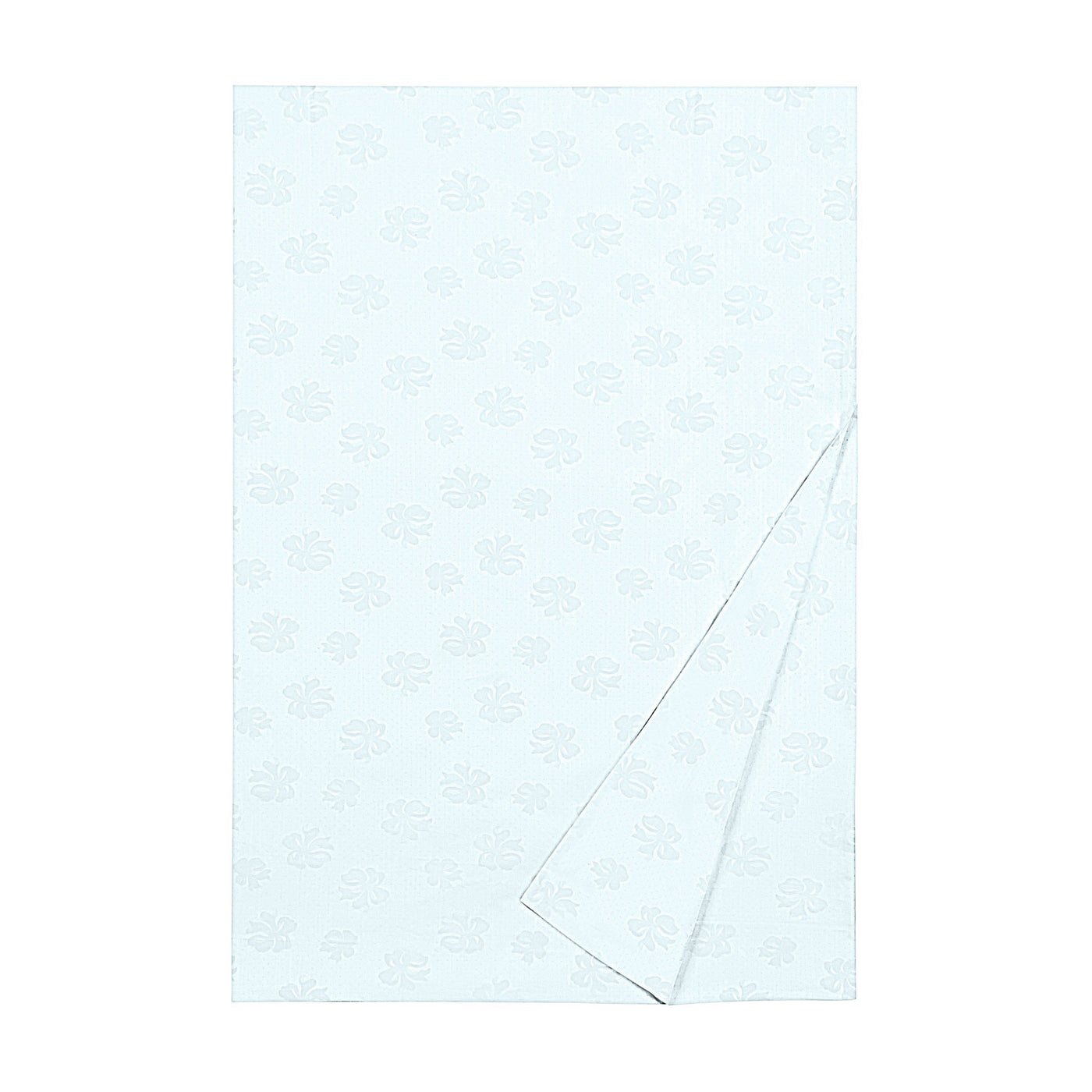 Beau Rivage flat sheet in pale blue with tone-on-tone floral jacquard pattern.