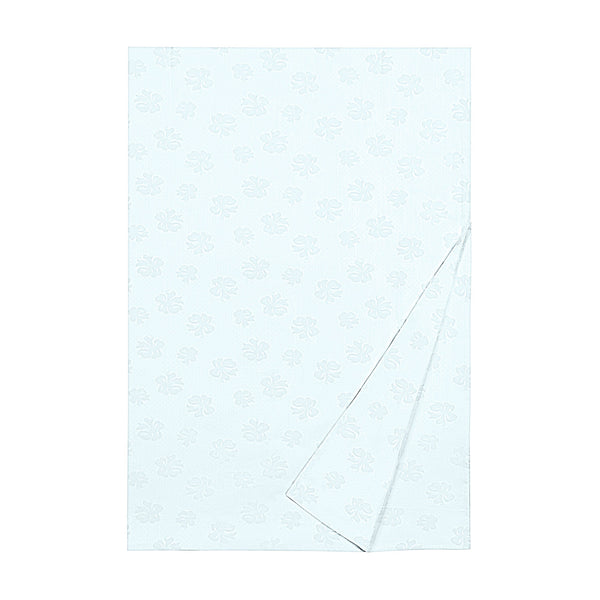 Beau Rivage flat sheet in pale blue with tone-on-tone floral jacquard pattern.