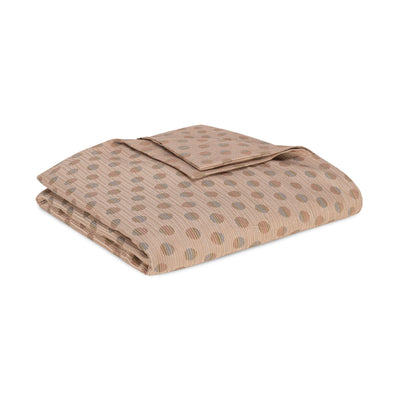 Sferra Bon Bon folded duvet in champagne with tonal dot jacquard pattern.