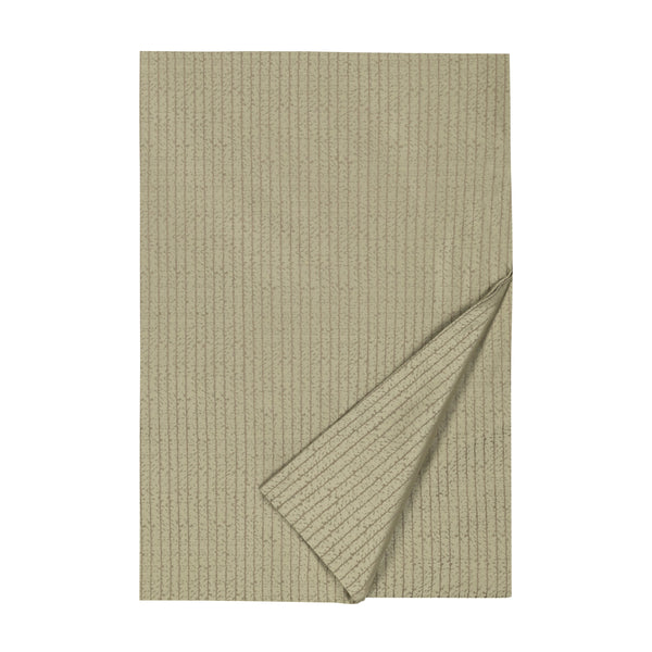 Casablanca sage quilted bedspread with ribbed texture, corner folded back.