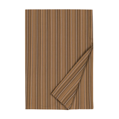 Giorgio flat sheet in caramel and slate multistripe, folded to show fabric face and reverse.