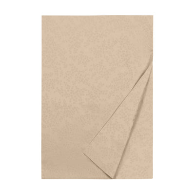Ivy flat sheet in champagne with subtle tone-on-tone floral pattern, folded corner detail.