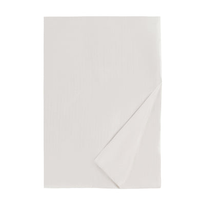 Raj ivory flat sheet with subtle woven stripe texture, corner folded to show reverse.