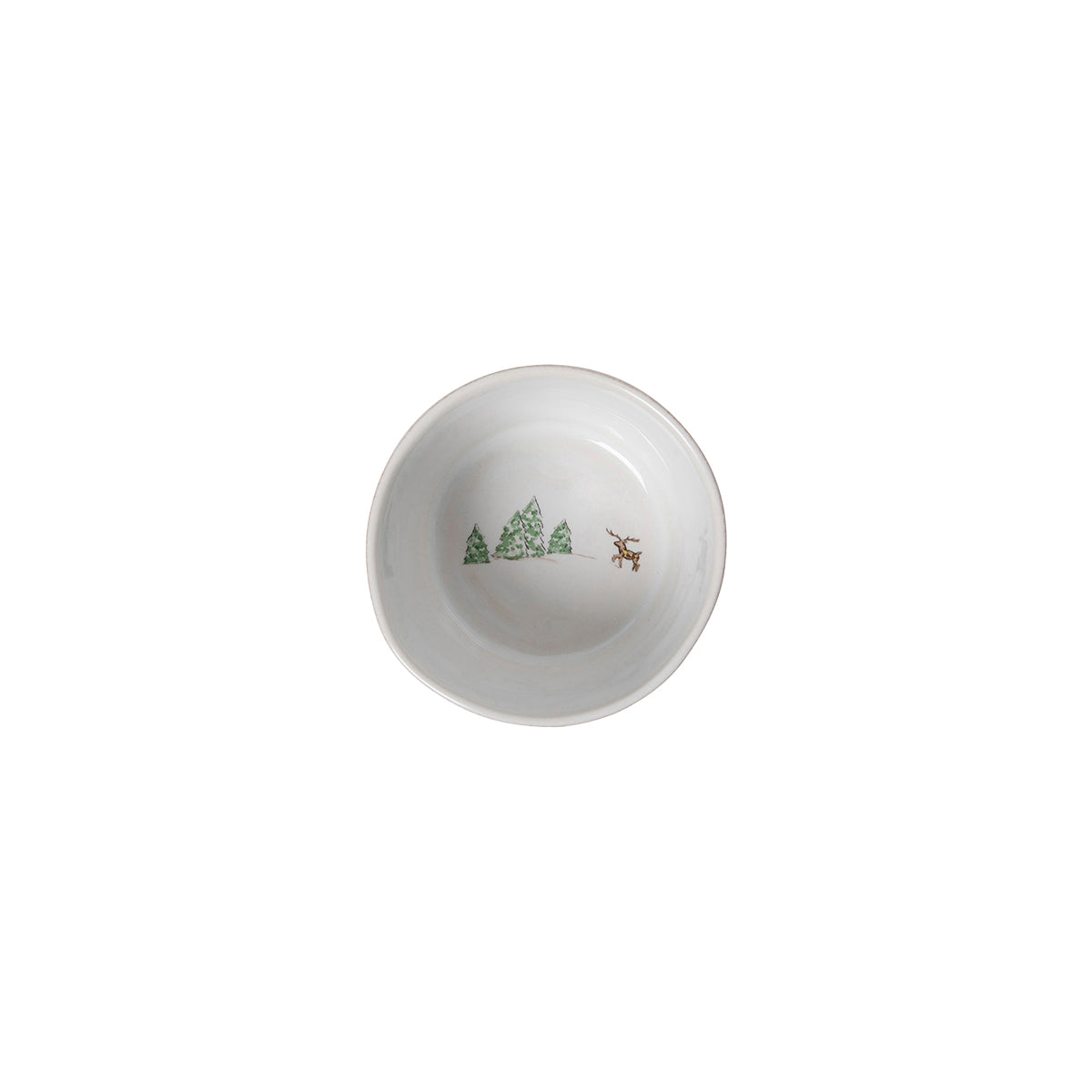 Top view of a North Pole ramekin with a small painted tree inside