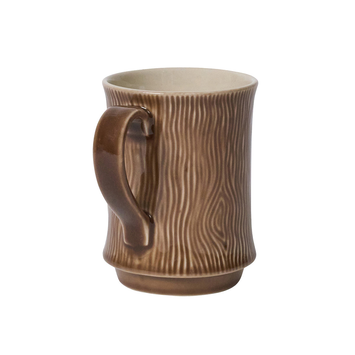 Juliska Forest Walk animal mug seen from the back, showing the brown bark texture and handle