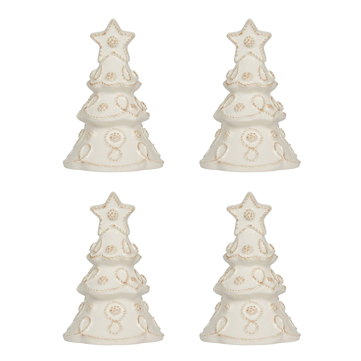 Juliska Berry & Thread set of four whitewash tree place card holders with gold accents