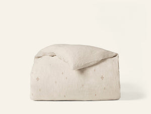 Photo of the Cambria Embroidered Linen | Duvet Cover ensemble.