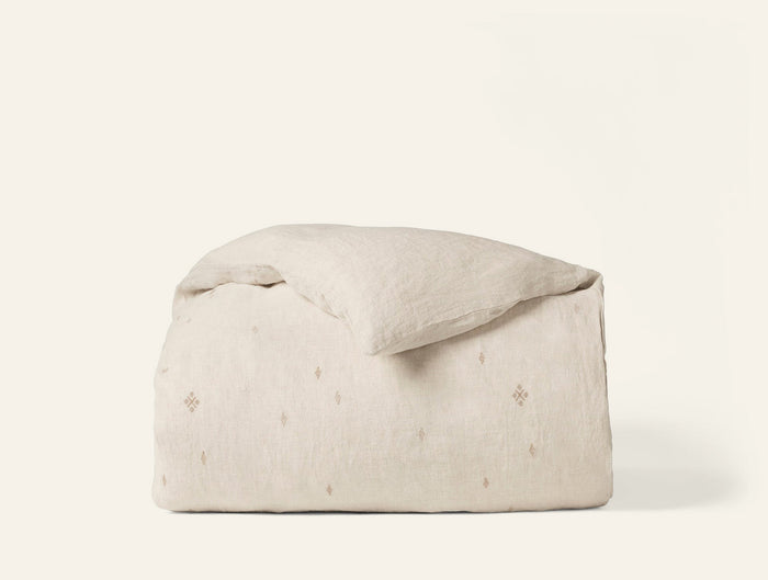 Photo of the Cambria Embroidered Linen | Duvet Cover ensemble.