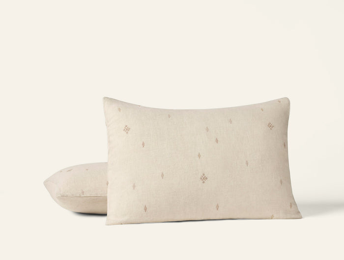 Photo of the Cambria Embroidered Linen | Pillow Sham ensemble.