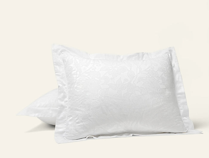 Photo of the Heritage Percale Jacquard | Pillow Sham ensemble.
