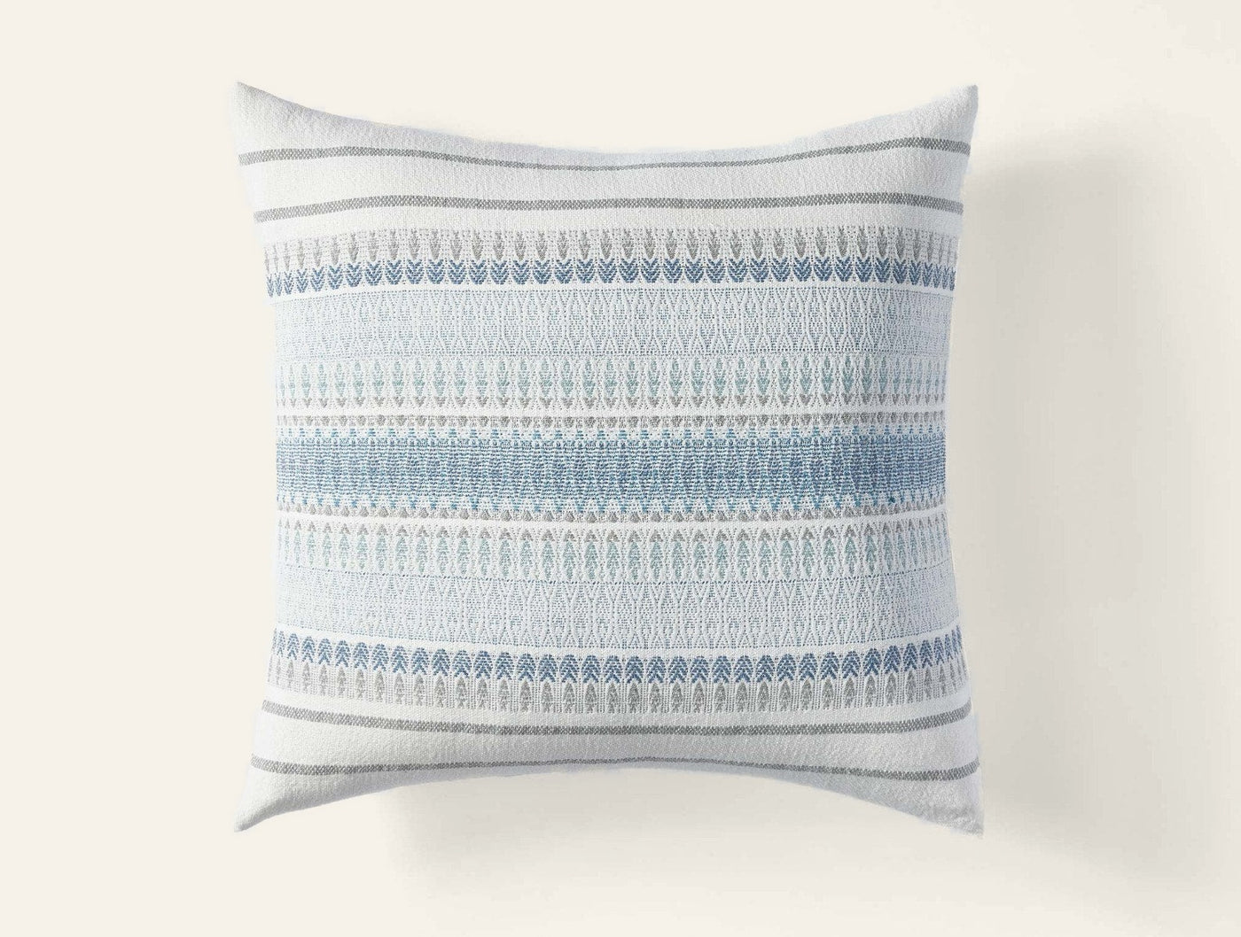 Coyuchi Lost Coast pillow reverse side showing subtle stripe and woven texture detail.