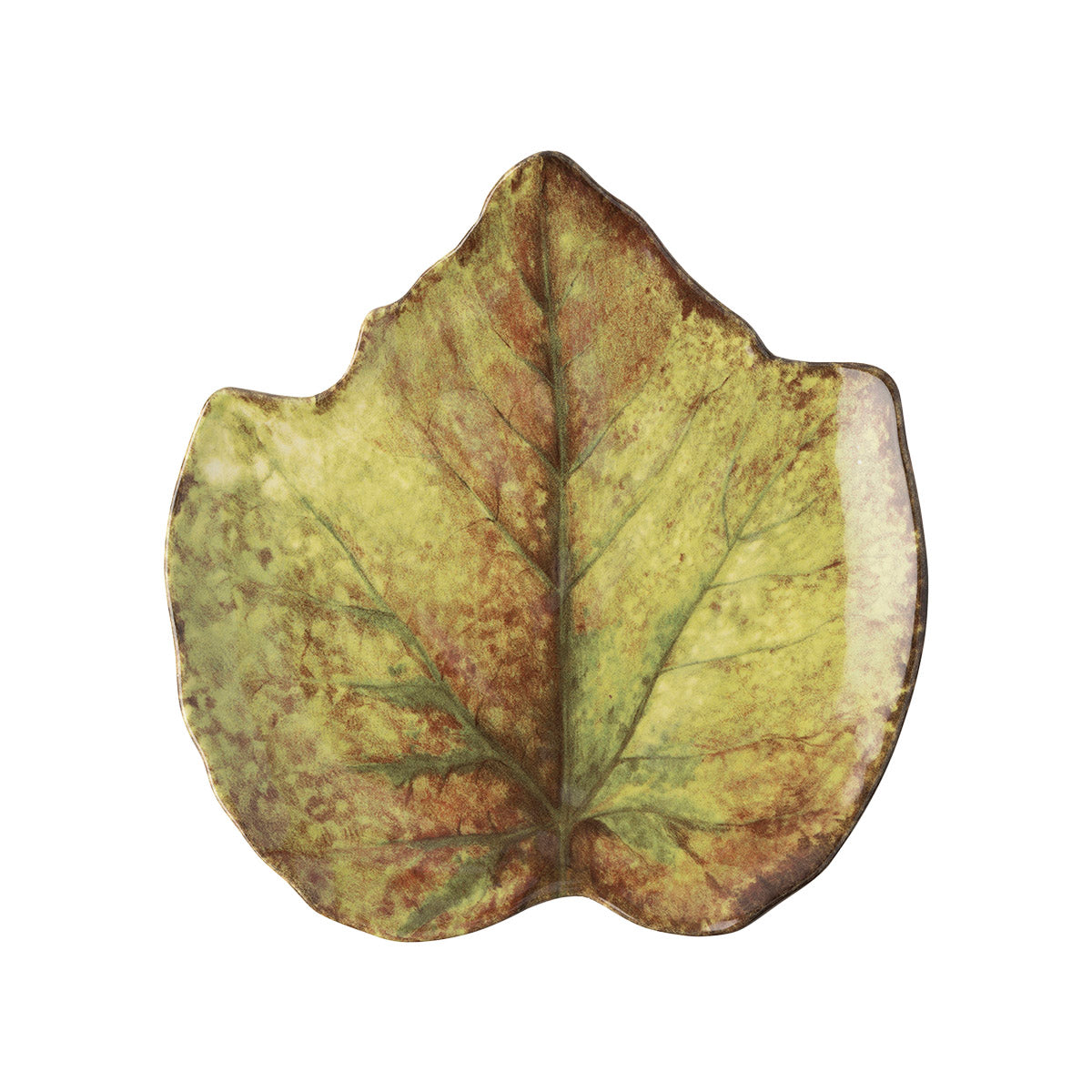 Juliska Forest Walk green leaf-shaped cocktail plate