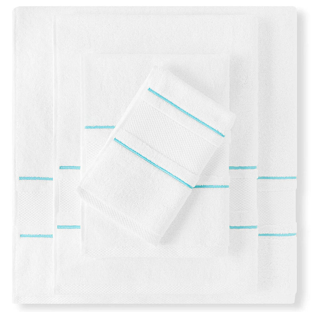 Prado in Aqua on White by Amalia Home Collection