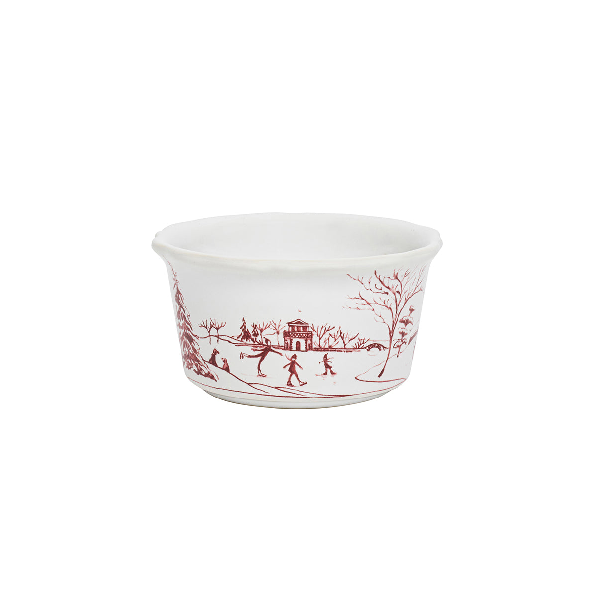 Ruby Winter Frolic ramekin showing skaters
