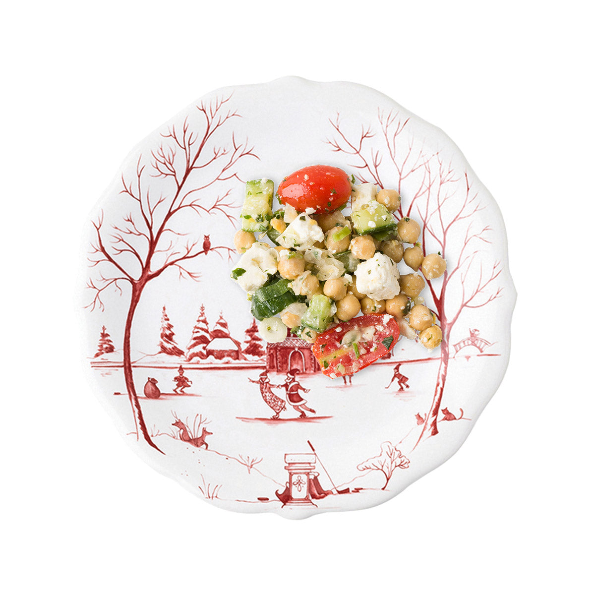 Ruby Winter Frolic salad plate with a chopped salad