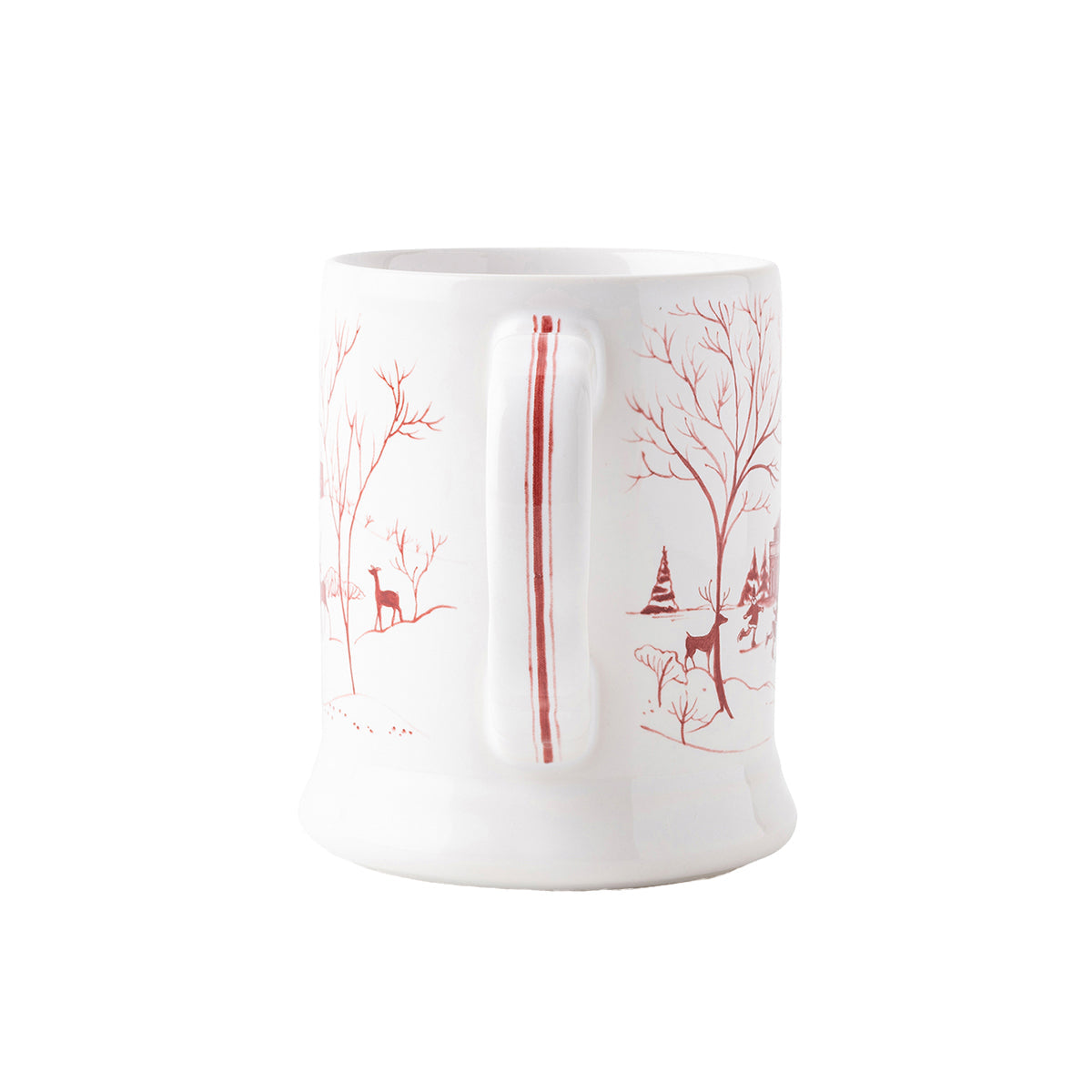 Ruby Santa and Merry mug showing its handle with a red stripe