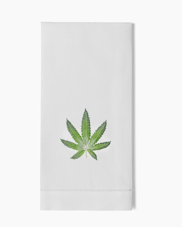 Photo of the Cannabis Leaf Hand Towel ensemble.