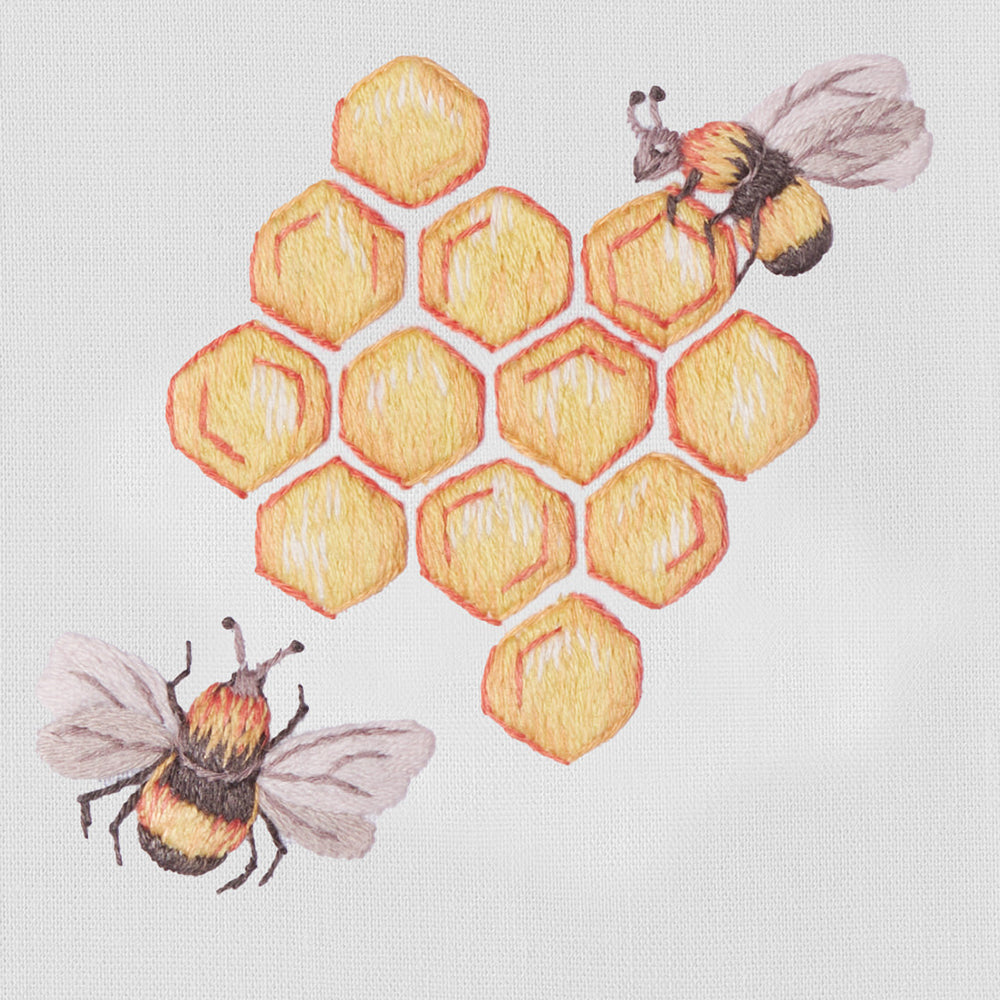 Henry Handwork Honeycomb Bees Towel - Thumbnail 5