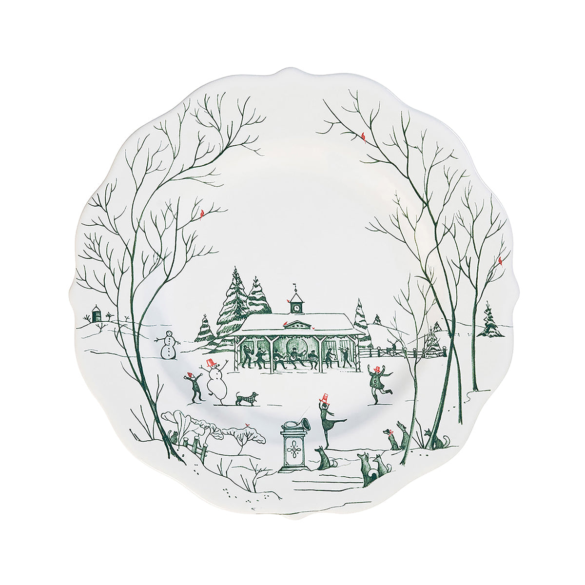 Evergreen Winter Frolic salad plate with a pavilion and sleigh