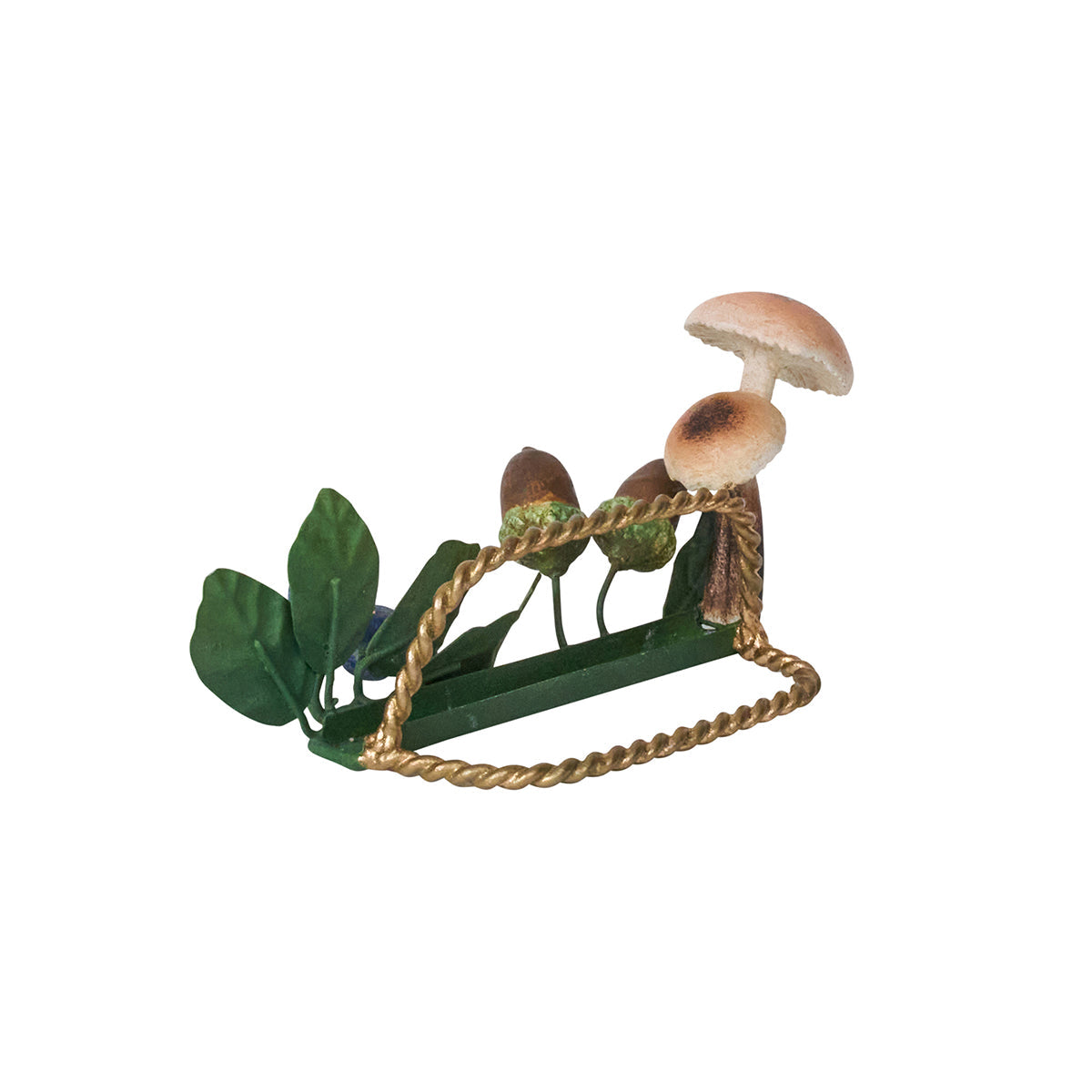 Juliska Forest Walk mushroom and acorn place card holder, back view