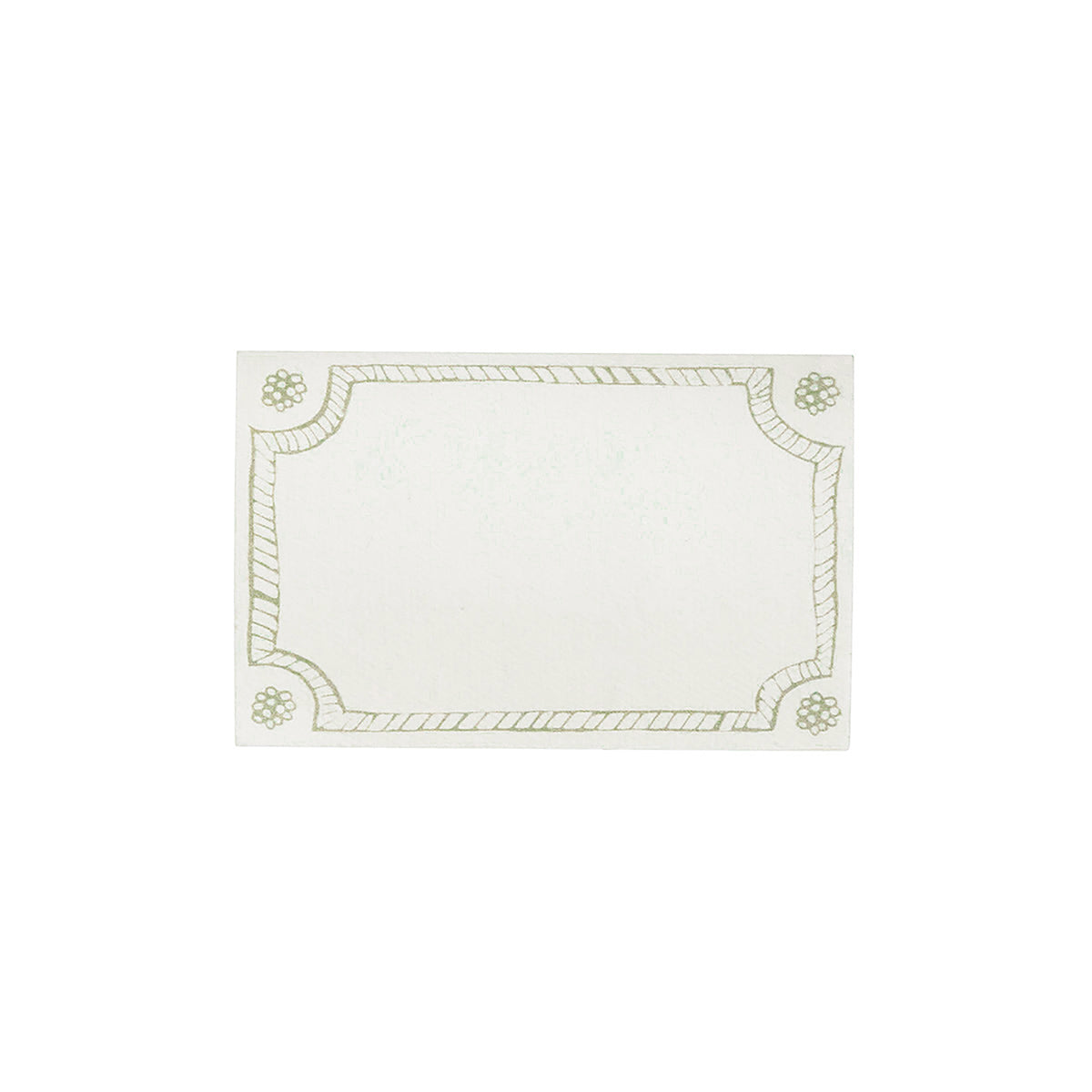Juliska Berry & Thread place card with a basil green hand-sketched berry border