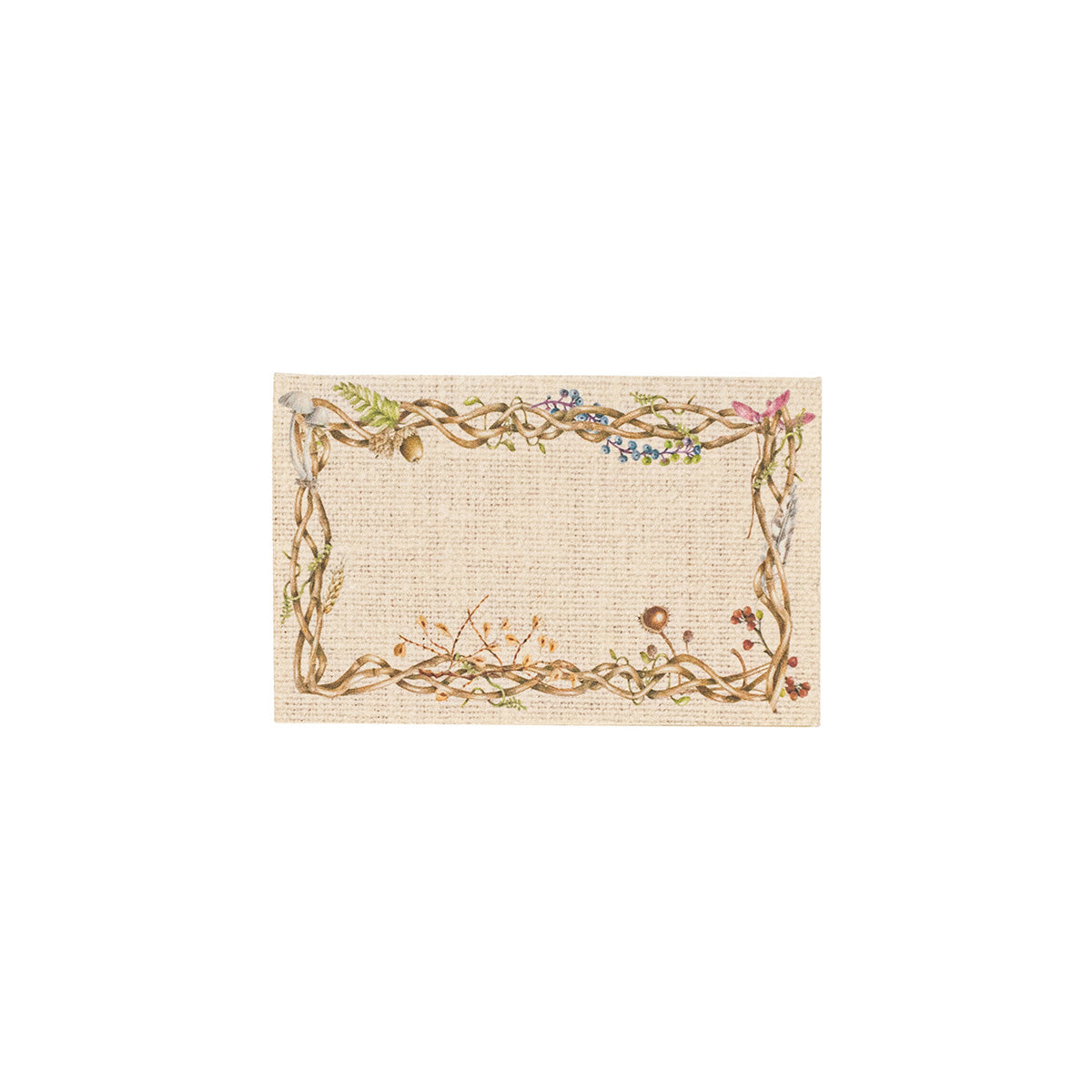Juliska Forest Walk place card with a painted twig and berry border