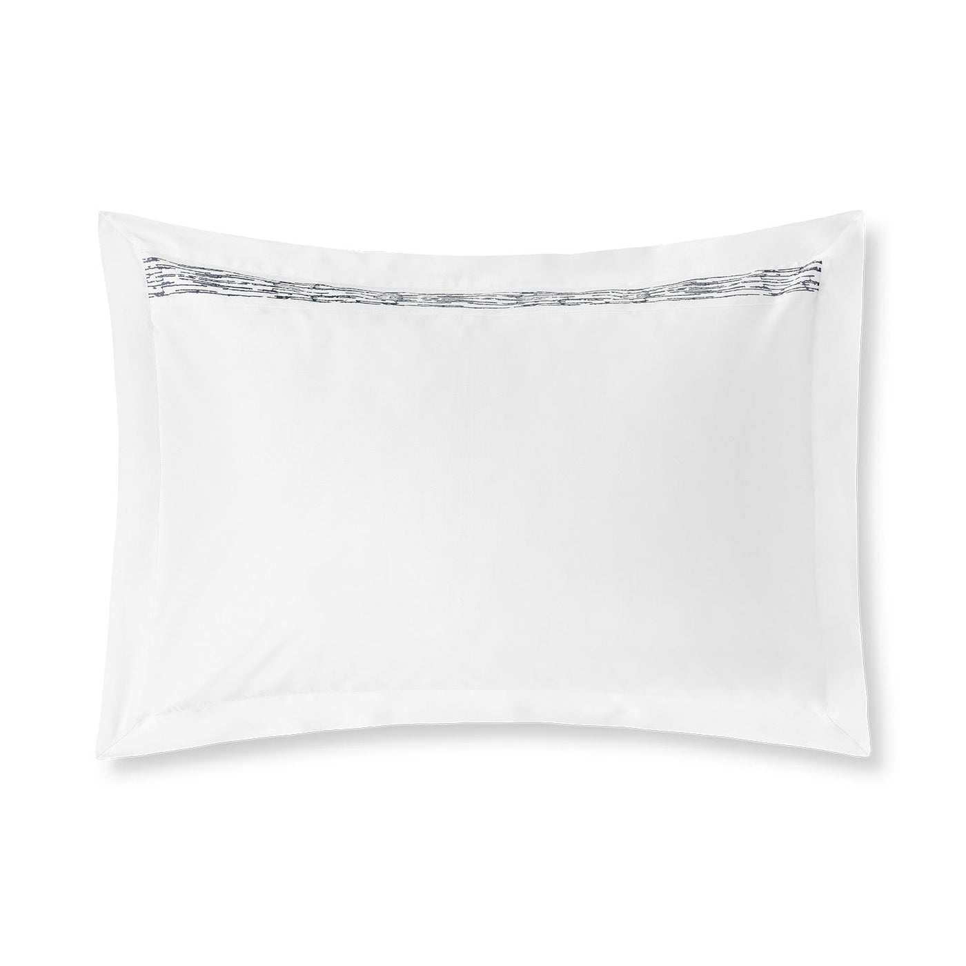 Amalia Home Collection Alentejo white cotton pillow sham with charcoal embroidered border.