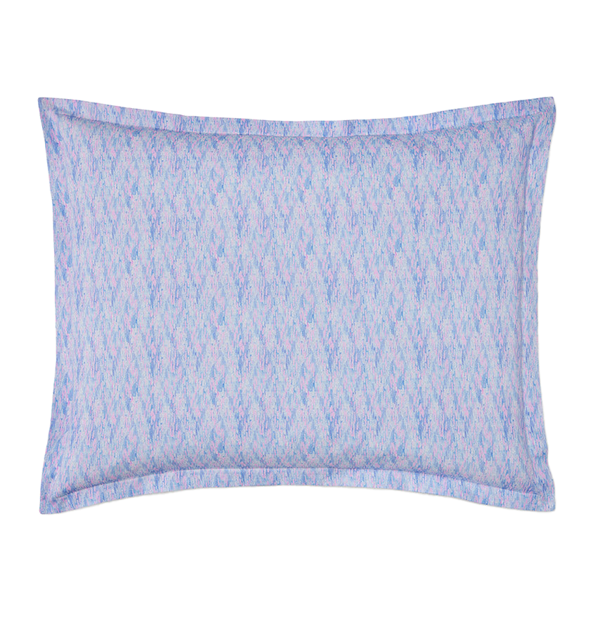 Sferra Alessia sham in periwinkle blue with woven diamond pattern and flange border.
