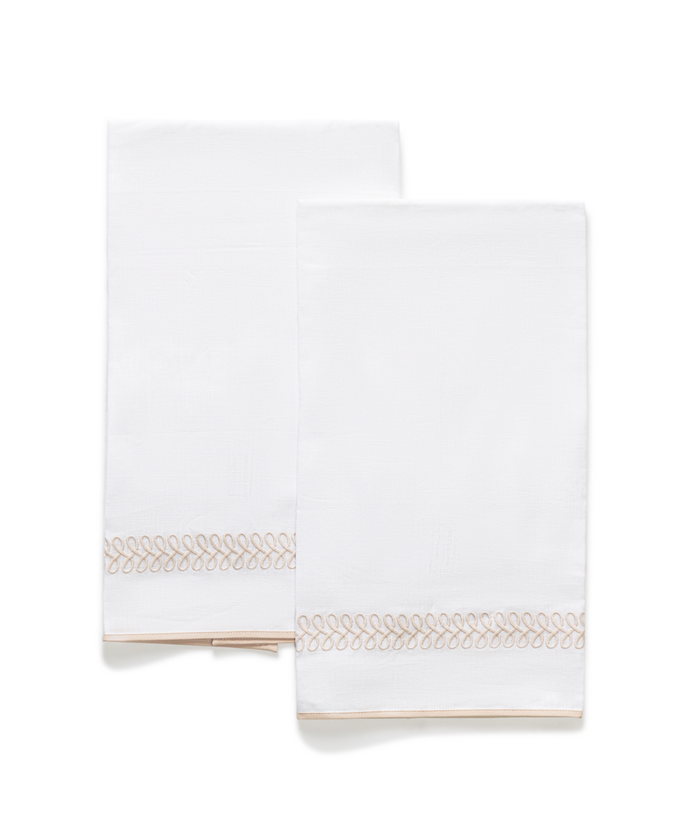 Astor Braid | Embroidered Linen Guest Towel Set