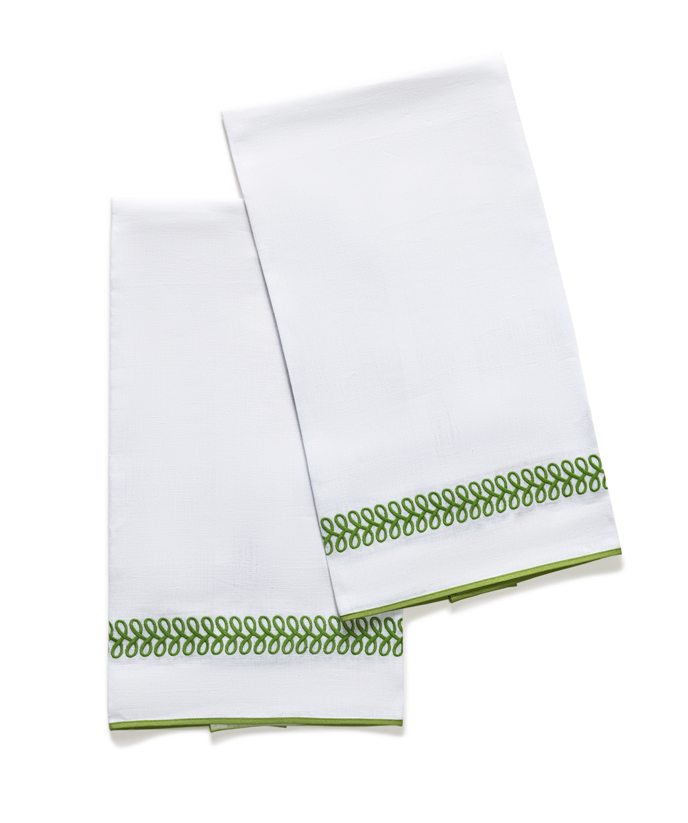 Astor Braid | Embroidered Linen Guest Towel Set