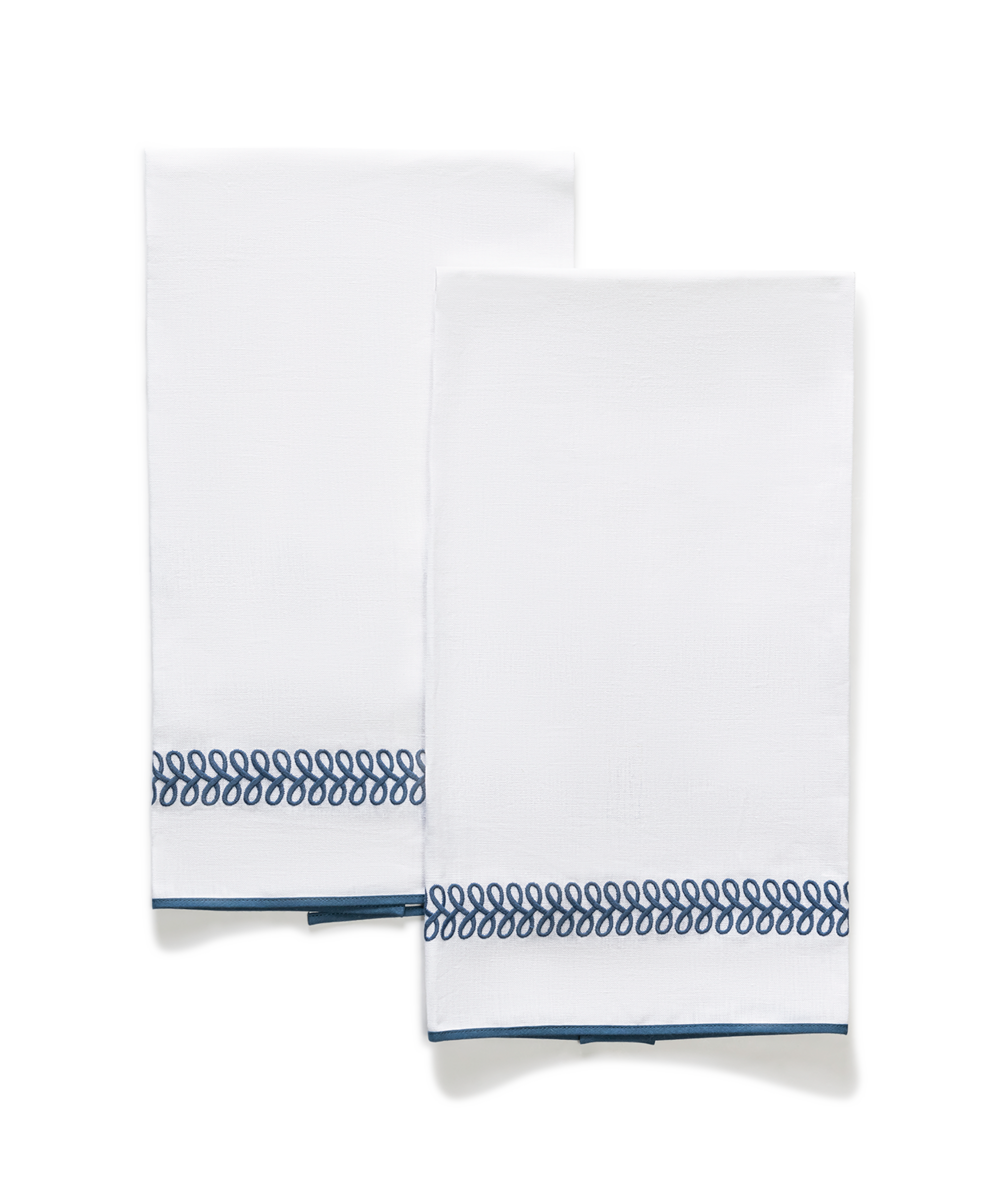 Astor Braid | Embroidered Linen Guest Towel Set