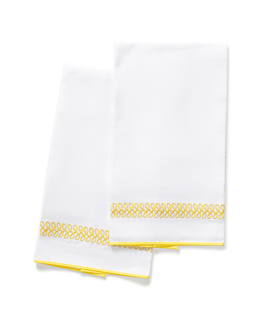 Astor Braid | Embroidered Linen Guest Towel Set