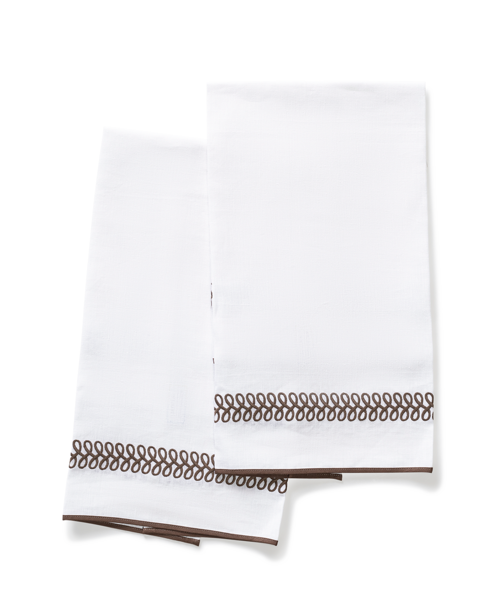 Astor Braid | Embroidered Linen Guest Towel Set