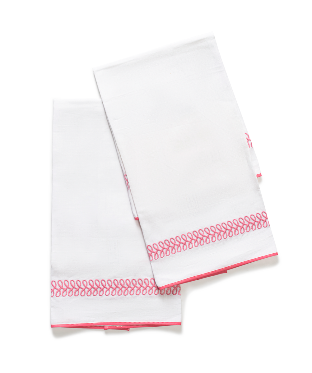 Astor Braid | Embroidered Linen Guest Towel Set