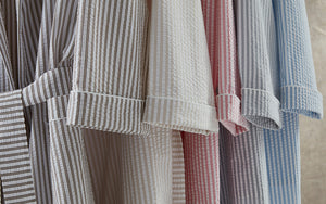 Photo of the The Matteo Seersucker Robe ensemble.
