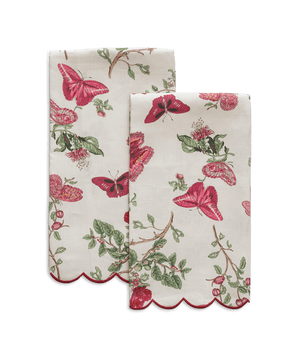 Photo of the Baudin Butterfly | Printed Linen Guest Towel Set ensemble.
