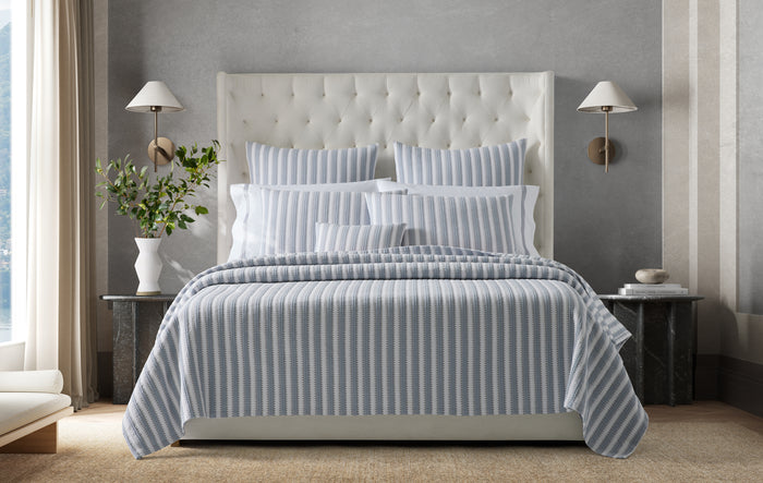 Photo of the Apollo Stripe Matelasse | Coverlet ensemble.