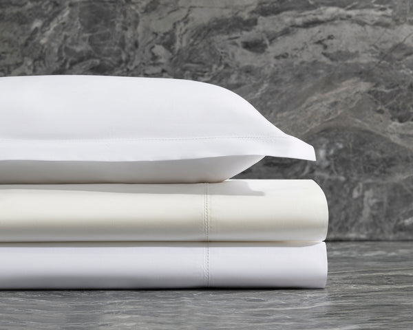 Photo of the Bergamo Hemstitch | Flat Sheet ensemble.
