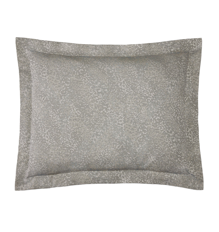 Sferra Bione sham in silver-grey jacquard with subtle organic texture and flange border.