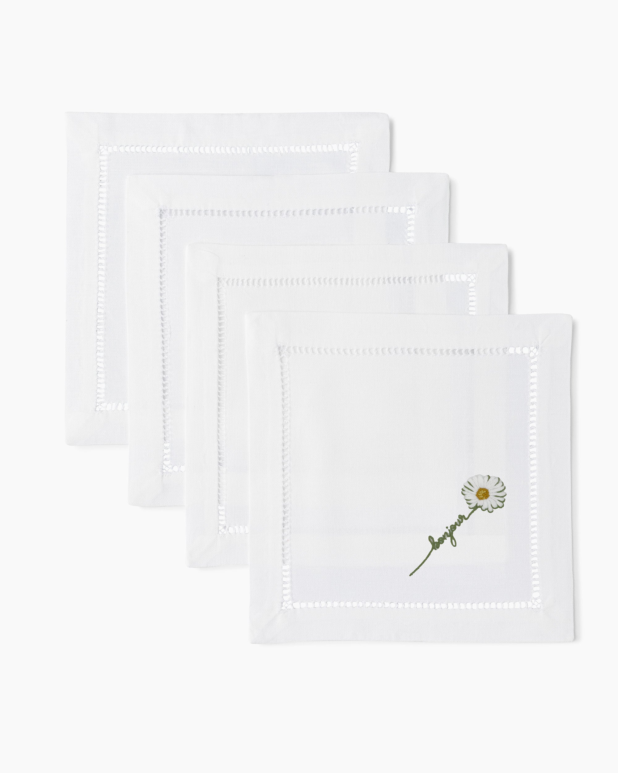 Henry Handwork Bonjour Daisy Cocktail Napkins