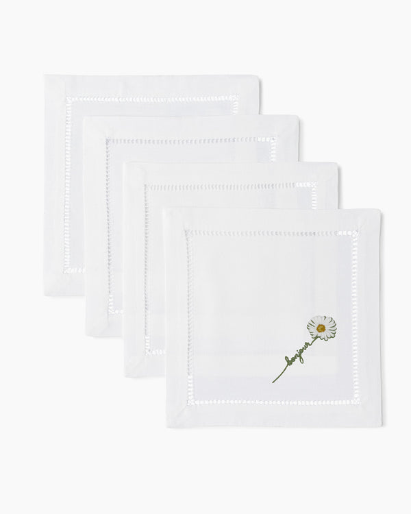 Photo of the Bonjour Daisy Cocktail Napkins ensemble.