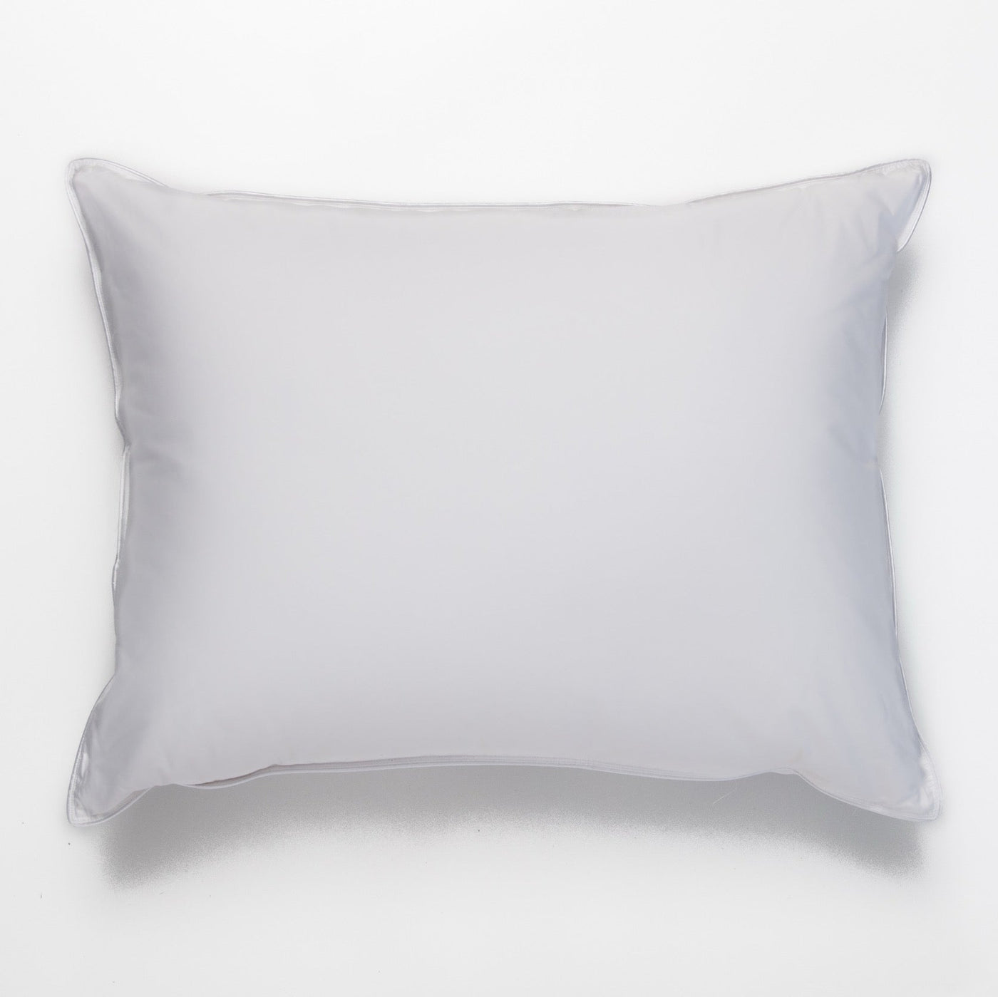A light gray rectangular pillow with piped edges, photographed flat against a clean white background.