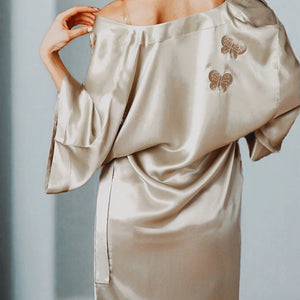 Photo of the Butterfly Silk Robe ensemble.