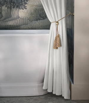Photo of the Montauk Matelassé Shower Curtain ensemble.